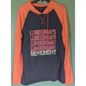 Lumberman's Monument Women's Hoodie Size Large Orange & Grey Salt Creek Apparel